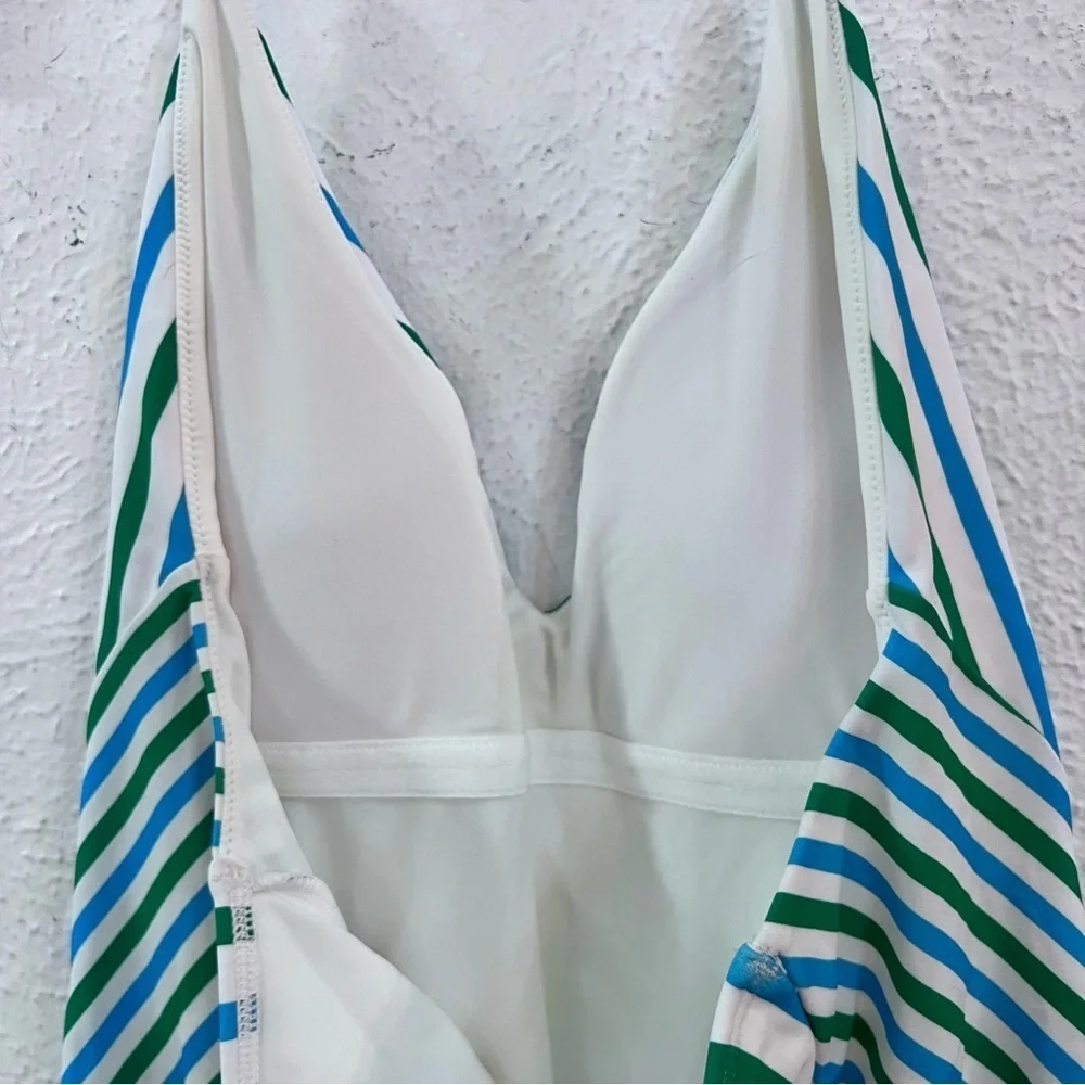 Loft halter v neckline striped swimsuit